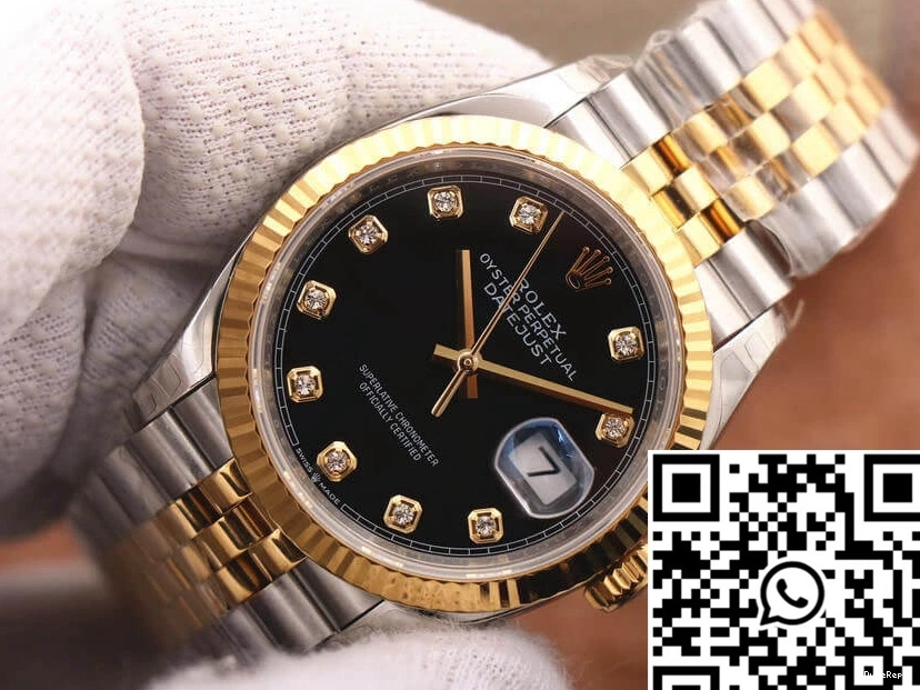Black Diamond EW M126233-0021 Factory Datejust Rolex Dial 1212